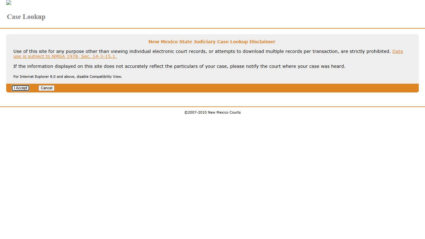 Caselookup - Disclaimer