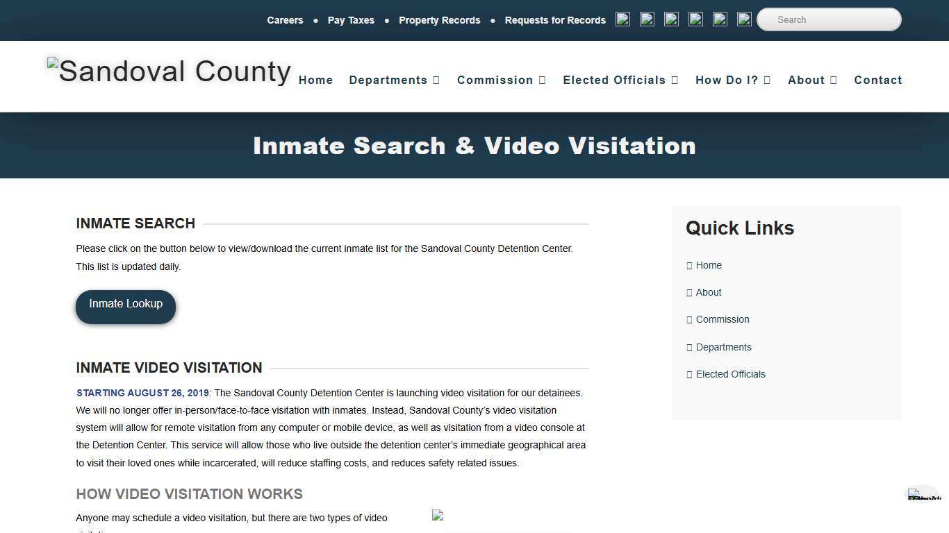 Inmate Search & Video Visitation - Sandoval County