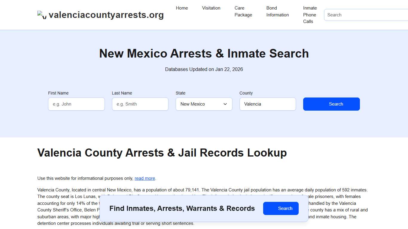 Valencia County, NM Arrests, Warrants, Police Records Search